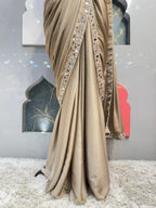 "GOLDEN BEIGE LUXE PRE-DRAPED SAREE" image 3