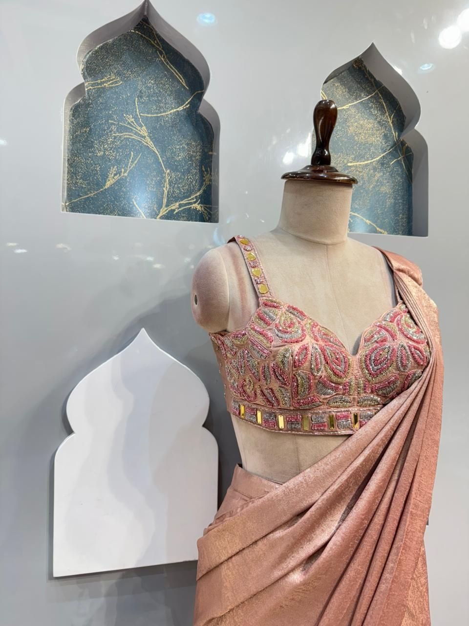 "ROSE GOLD PRE DRAPED SAREE" image 2