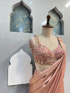 "ROSE GOLD PRE DRAPED SAREE" image 2