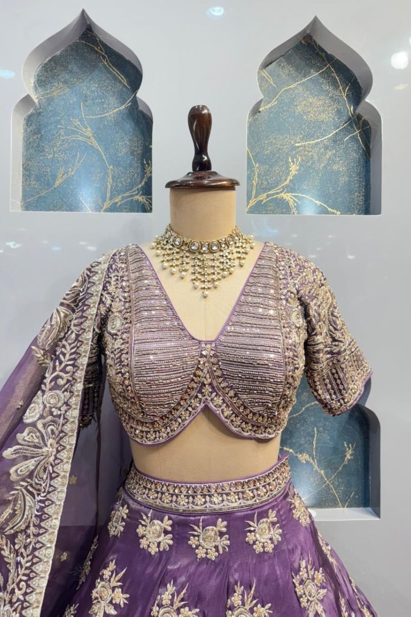 "ROYAL LAVENDER ZARI LEHENGA" image 1