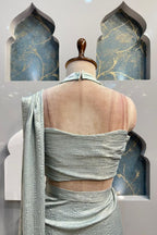 "ICE BLUE PRE- DRAPED SAREE" image 4
