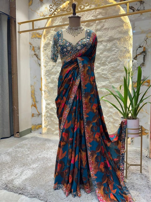 "SAPPHIRE FLORAL SAREE" image 0