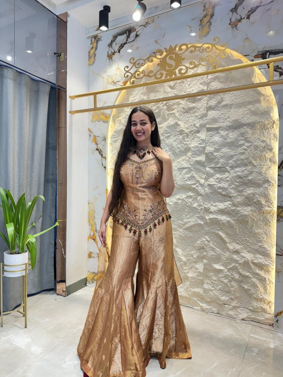 "GOLDEN MIRAGE EMBROIDERED SHARARA" image 2