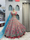"ROYAL FUCHSIA AND TURQUOISE LEHENGA" image 0