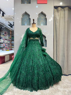 "EMERALD ROYALE HEAVY DESIGNER LEHENGA" image 0