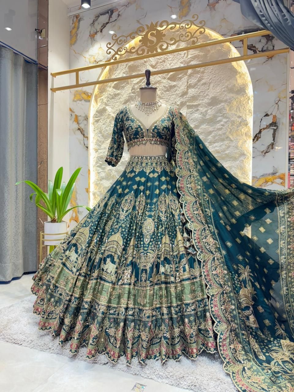 "REGAL TEA GREEN LEHENGA" image 3