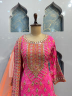 "GULNAAR PINK AND ORANGE FESTIVE SHARARA" image 2