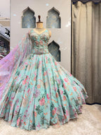 "PASTEL BLOOM PRINTED DESIGNER LEHENGA" image 2