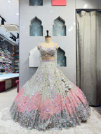 "PASTEL PRISM EMBROIDERED BRIDAL LEHENGA" image 0