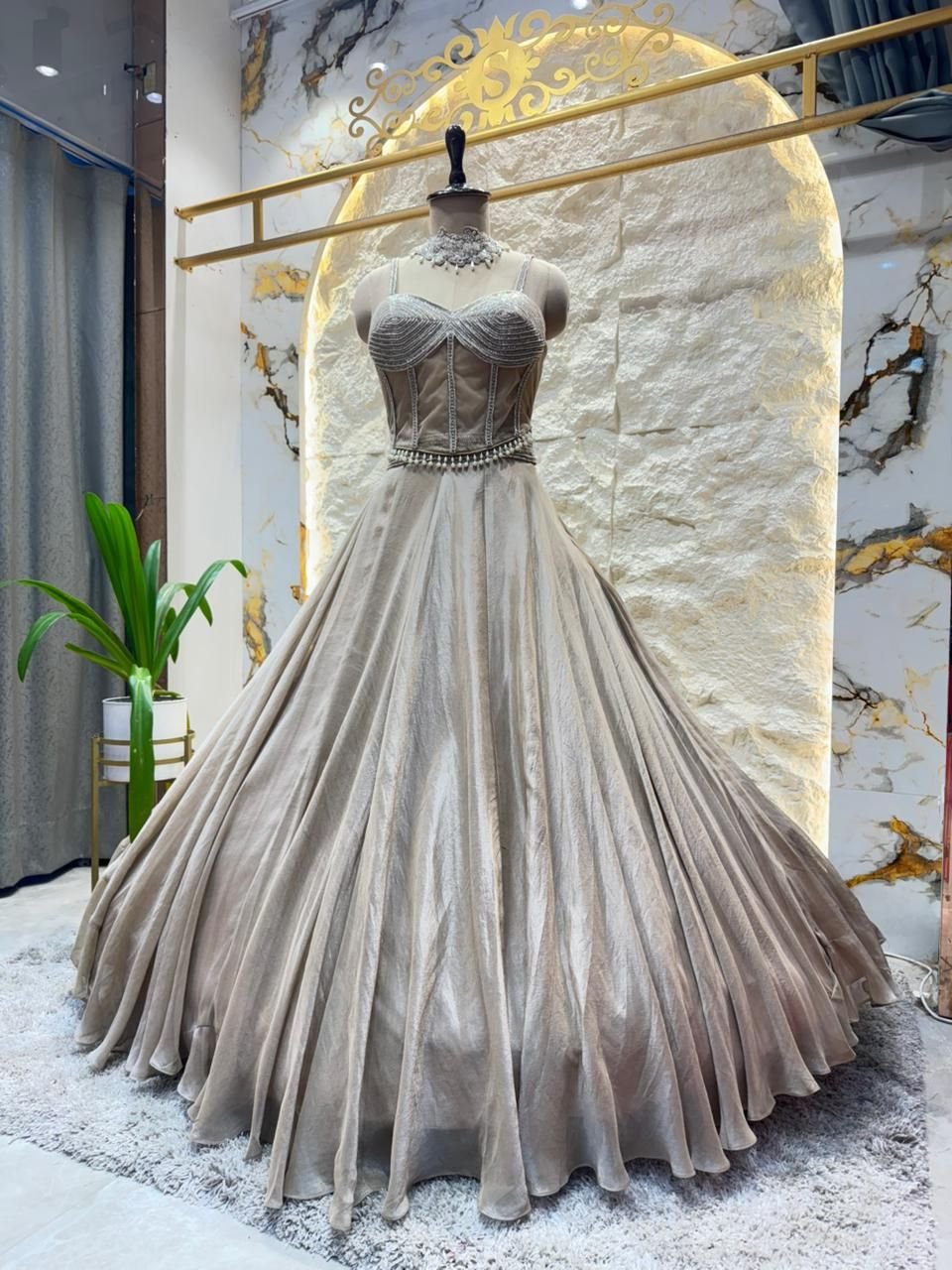 "CHAMPAGNE ELEGANCE DESIGNER LEHENGA" image 3