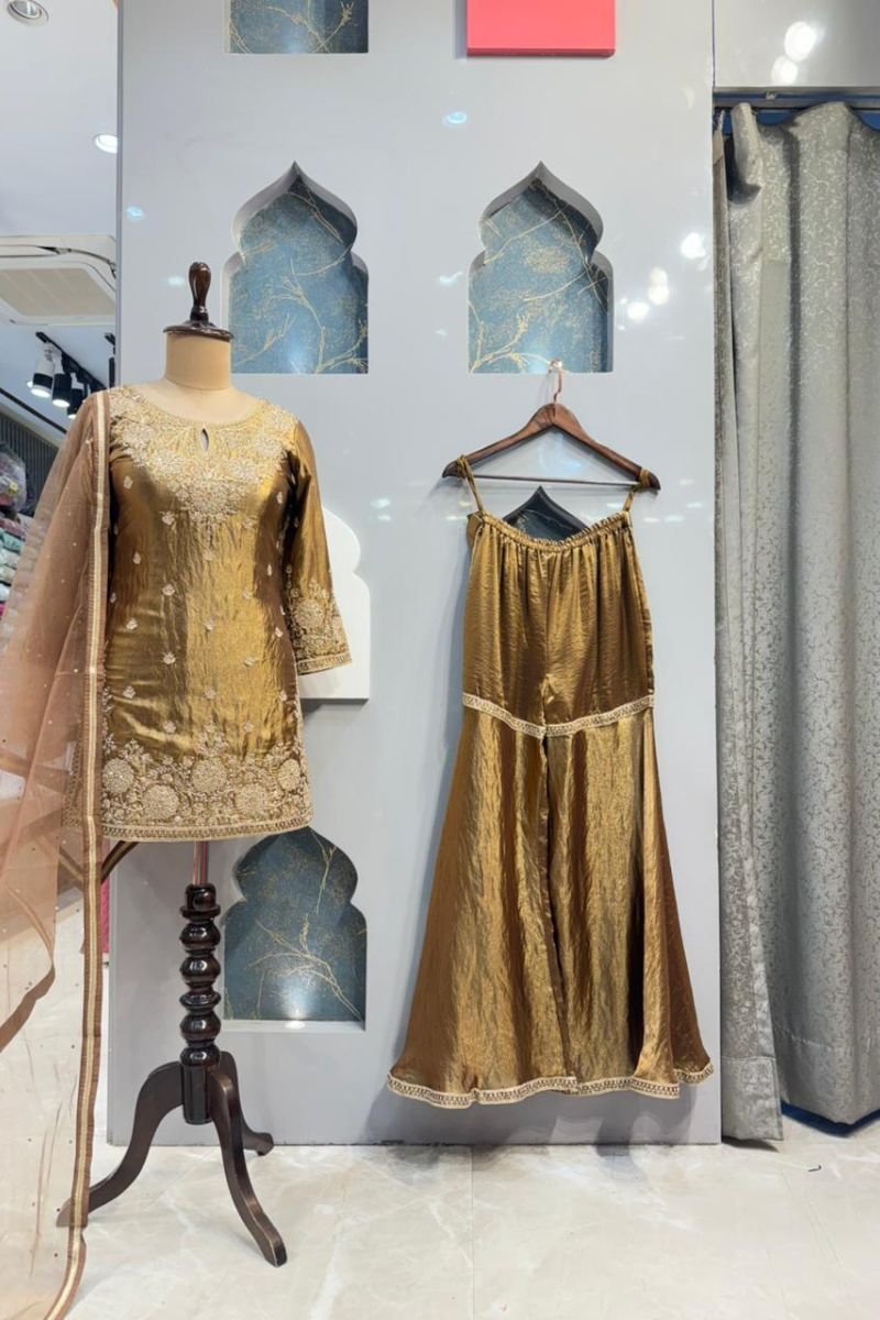 "ANTIQUE GOLD SHARARA SET" image 0