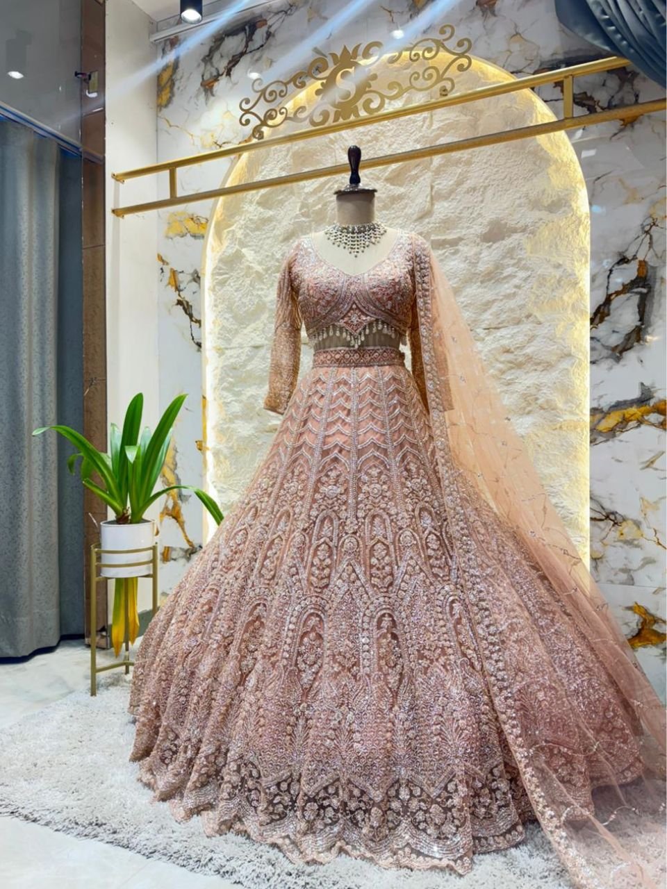 "BLUSH ROYALE HEAVILY EMBROIDERED LEHENGA" image 3