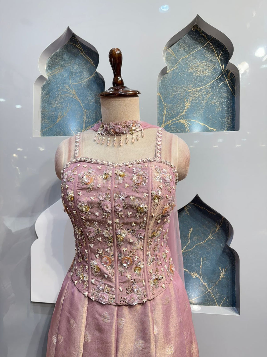 "BLUSH MAUVE EMBROIDERED INDO-WESTERN" image 2