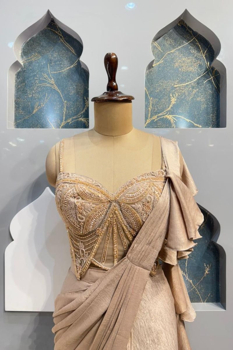 "CHAMPAGNE GLAMOUR DRAPE SAREE" image 1