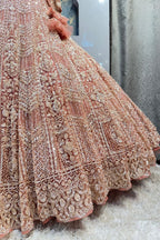 "BLUSH ROSE GOLD HEAVILY EMBROIDERED LEHENGA" image 4