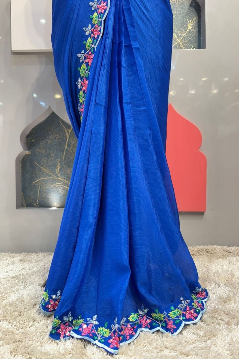 "ROYAL SAPPHIRE BLOOM DRAPE SAREE" image 3
