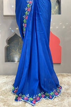 "ROYAL SAPPHIRE BLOOM DRAPE SAREE" image 3