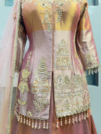 "ROSE GOLD REGAL INDO-WESTERN SHARARA" image 3