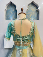 "AQUA GOLD REGAL PANELLED LEHENGA" image 4
