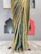 "OLIVE MIRROR GLAM DRAPE SAREE" image 4