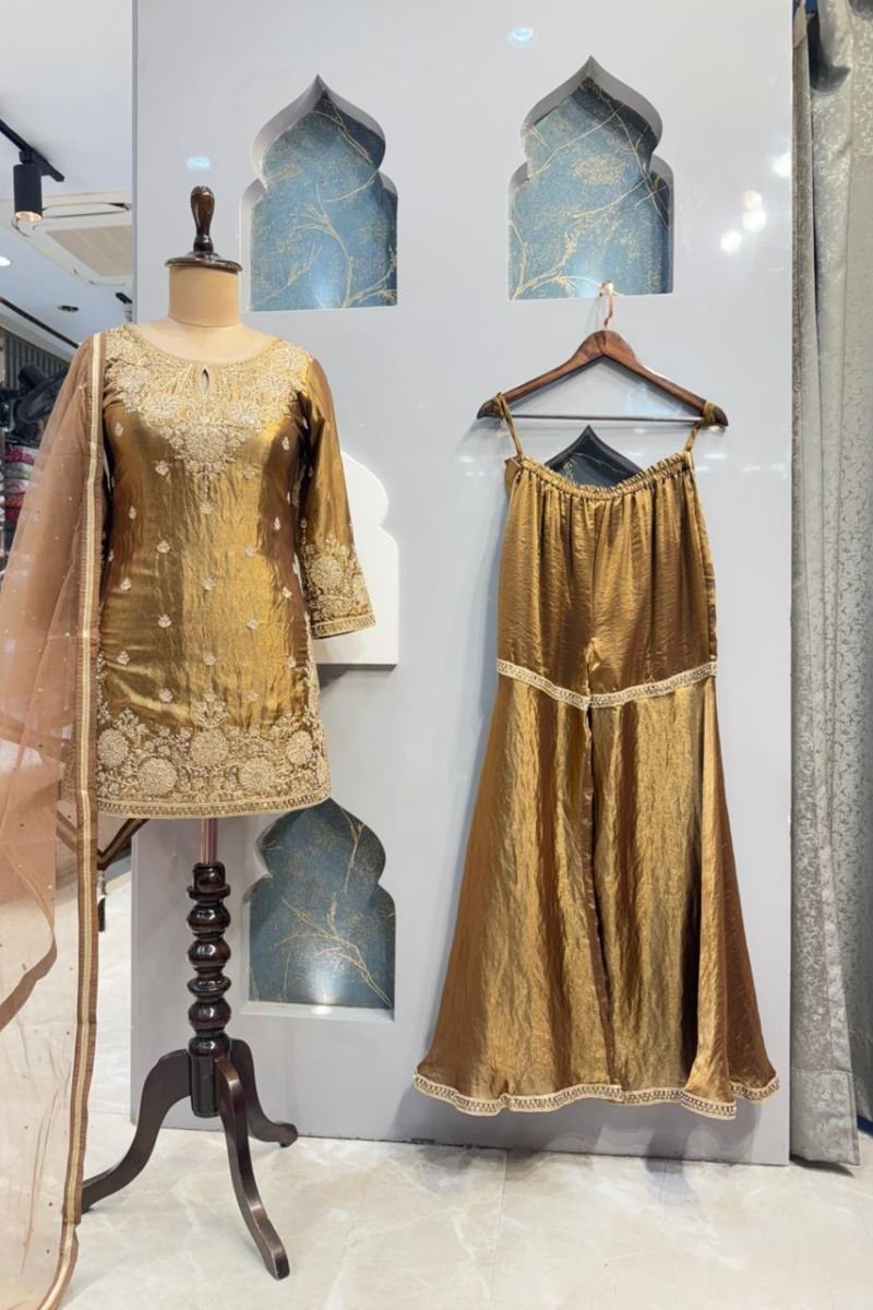 "ANTIQUE GOLD SHARARA SET" image 5
