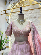 "BLUSH ROYALE WOVEN LEHENGA" image 1