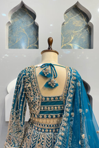 "ROYAL TEAL ZARI MAJESTY LEHENGA" image 5