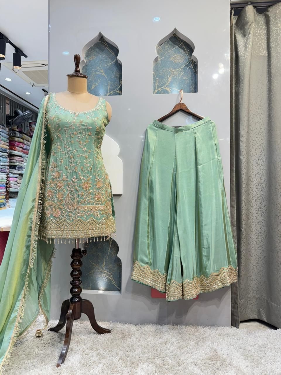 "MINT BLOSSOM EMBROIDERED SHARARA" image 4