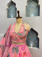 "BLUSH GARDEN FLORAL DESIGNER LEHENGA" image 2