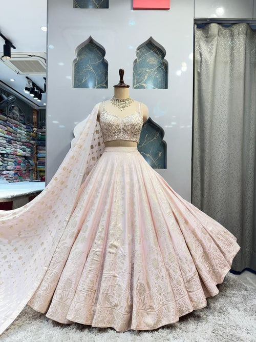 "BLUSH ROYALE EMBROIDERED LEHENGA" image 0