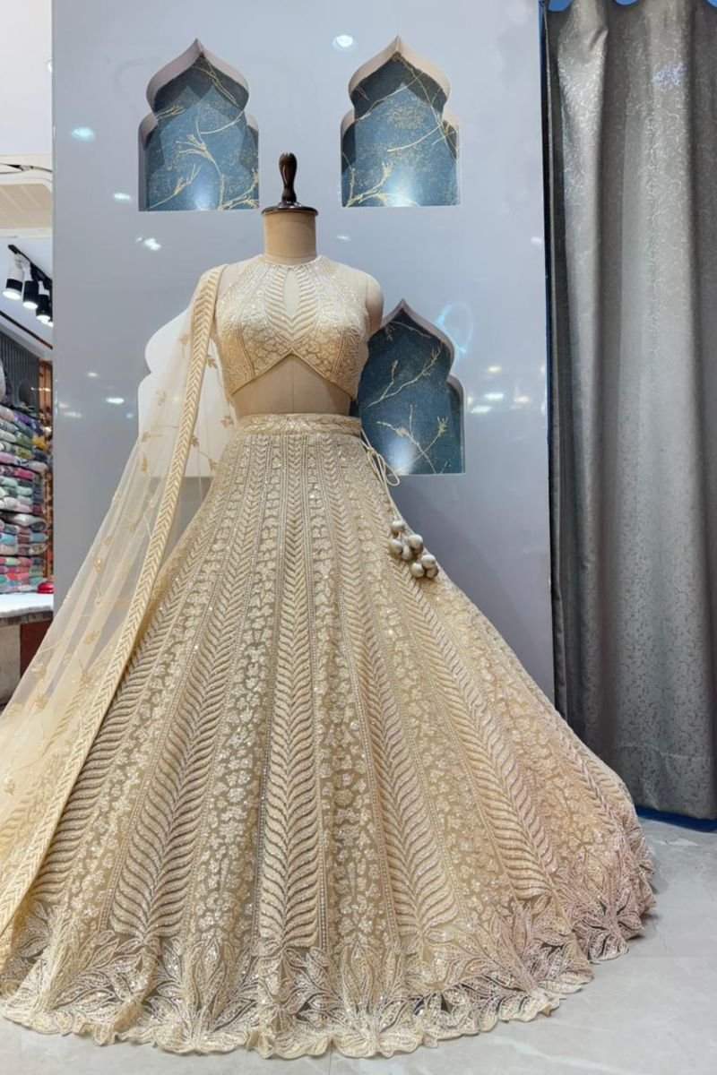 "IVORY GILDED HEIRLOOM LEHENGA" image 3