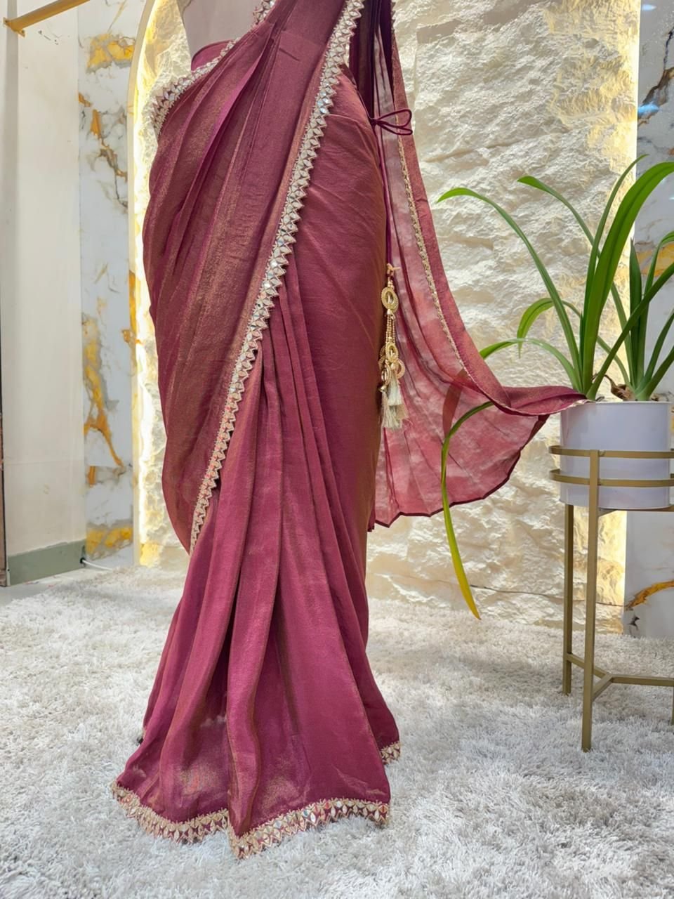 "ROYAL WINE DRAPE SAREE" image 3