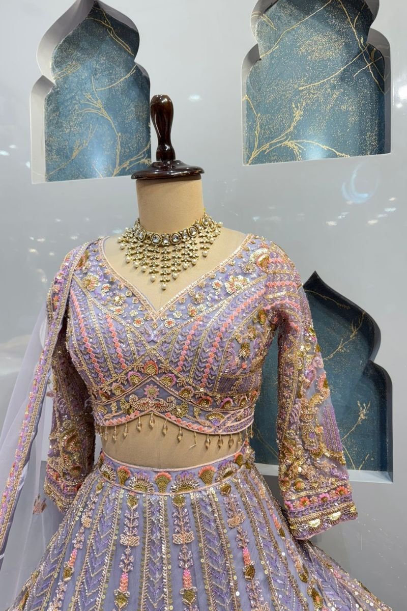 "ROYAL LAVENDER HEIRLOOM LEHENGA" image 2