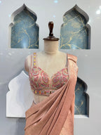 "ROSE GOLD PRE DRAPED SAREE" image 1