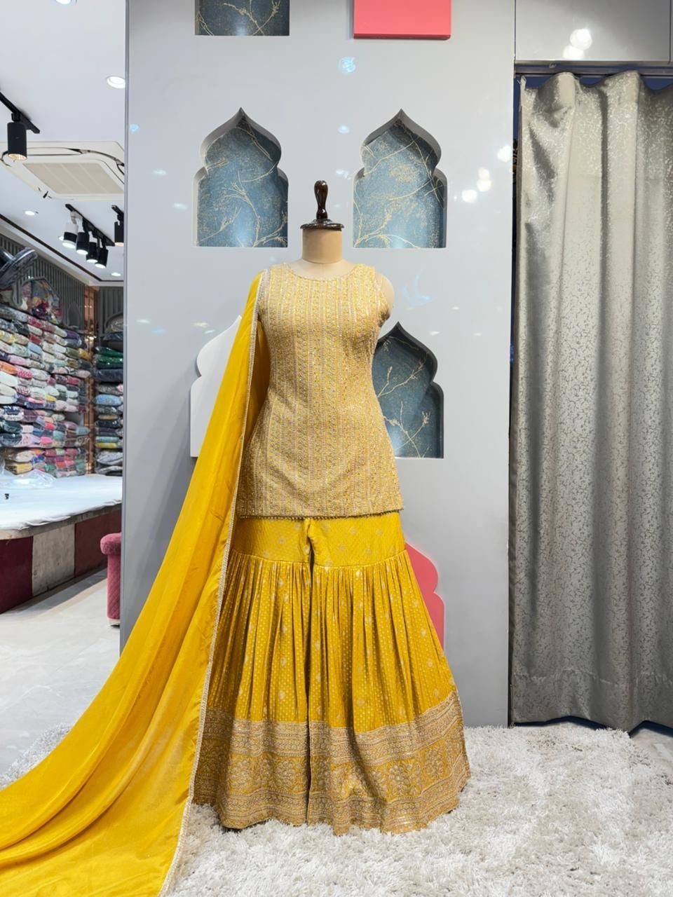 "SUNSHINE YELLOW EMBROIDERED SHARARA" image 0