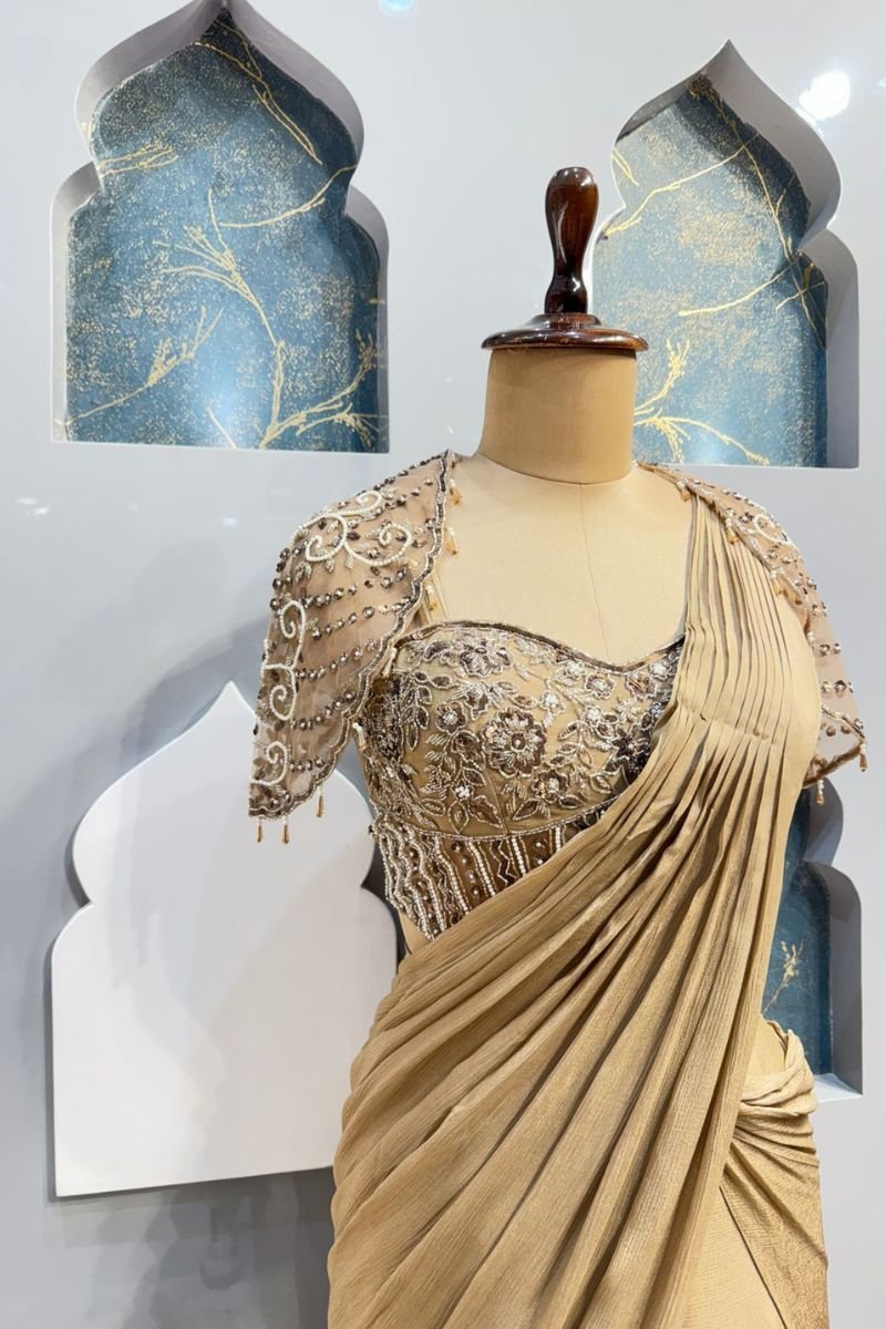 "GOLDEN GODDESS PRE-DRAPED SAREE" image 2