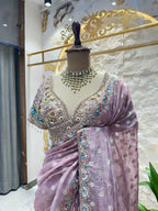 "LAVENDER LUXE EMBROIDERED SAREE" image 2
