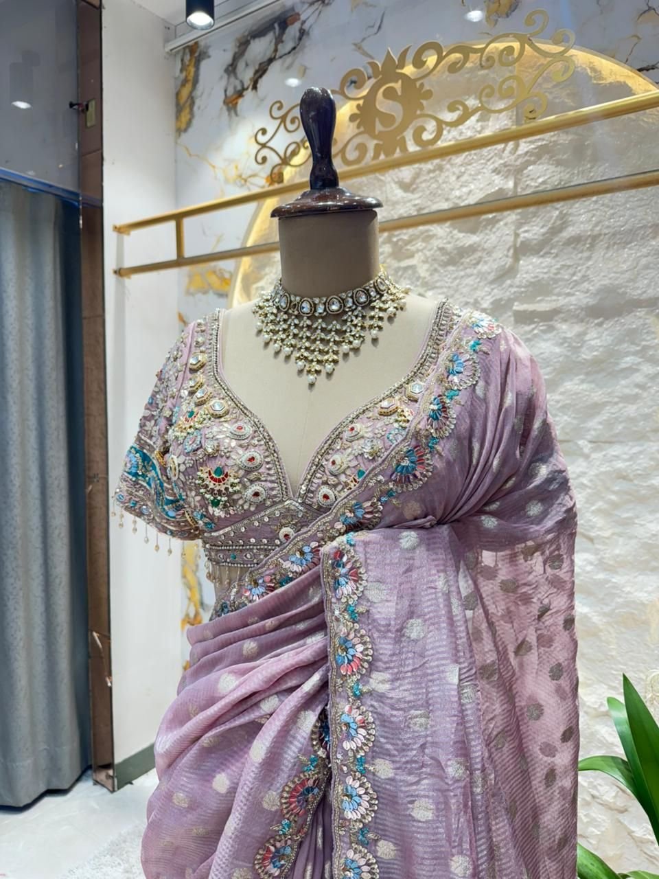 "LAVENDER LUXE EMBROIDERED SAREE" image 2