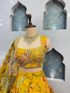 "SUNSHINE YELLOW FLORAL PRINTED LEHENGA" image 2