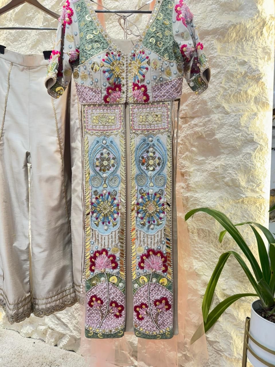 "PASTEL SYMPHONY EMBROIDERED INDOWESTERN AND SHARARA" image 3