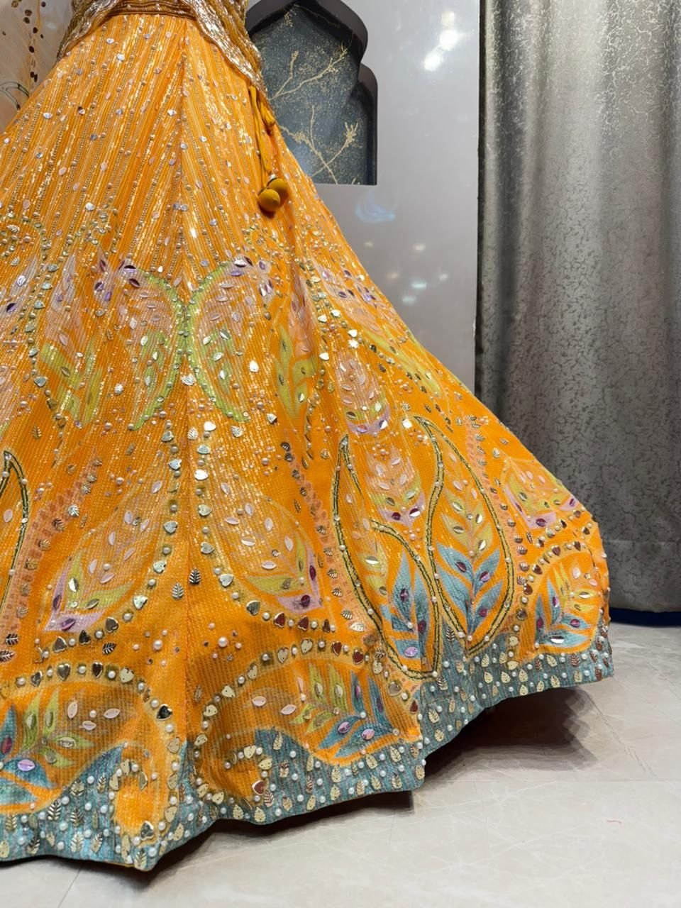 "MUSTARD GLOW FLORAL LEHENGA" image 3