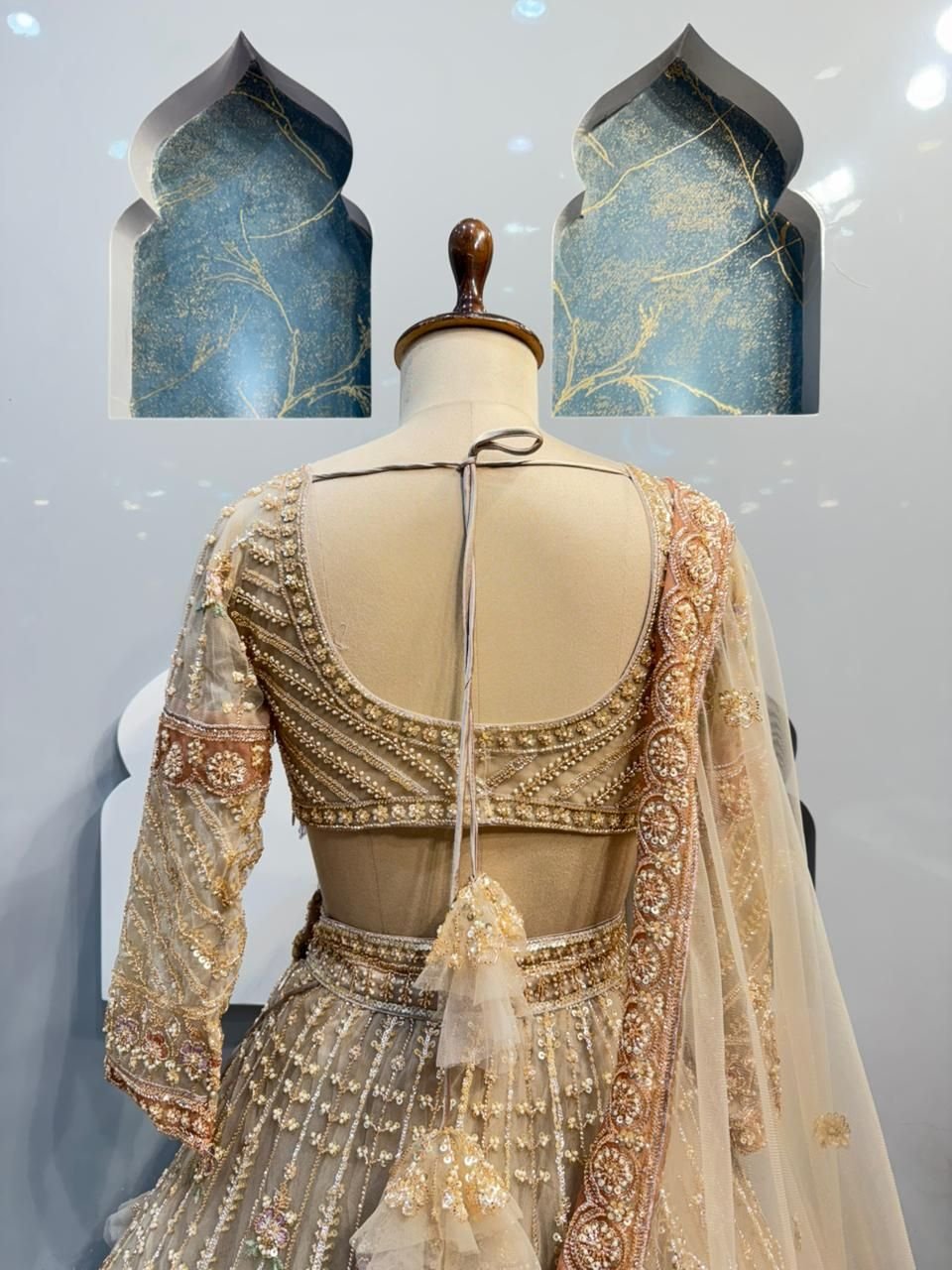 "PEACOCK ROYALE EMBROIDERED LEHENGA" image 4