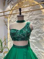 "EMERALD ELEGANCE ONE SHOULDER LEHENGA" image 2