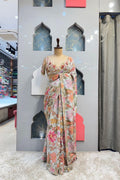 "ELEGANT PASTEL BLOOM PRINTED SAREE" image 0