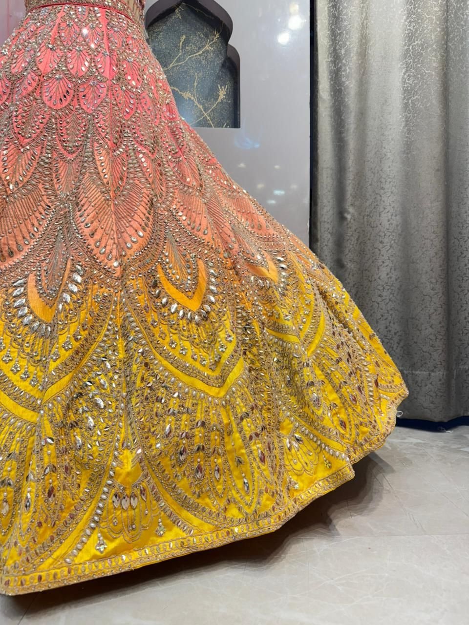"SUNSET BLOOSOM OMBRE LEHENGA" image 3