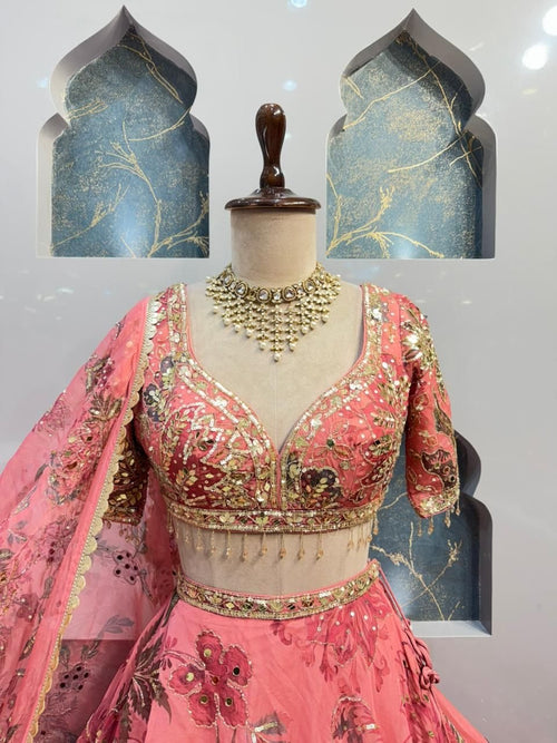 "ROSE BLOOM EMBROIDERED LEHENGA" image 1