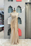 "IVORY PEARL DRAPE SAREE" image 0