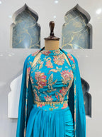 "AQUA ELEGANCE EMBROIDERED INDO-WESTERN" image 1