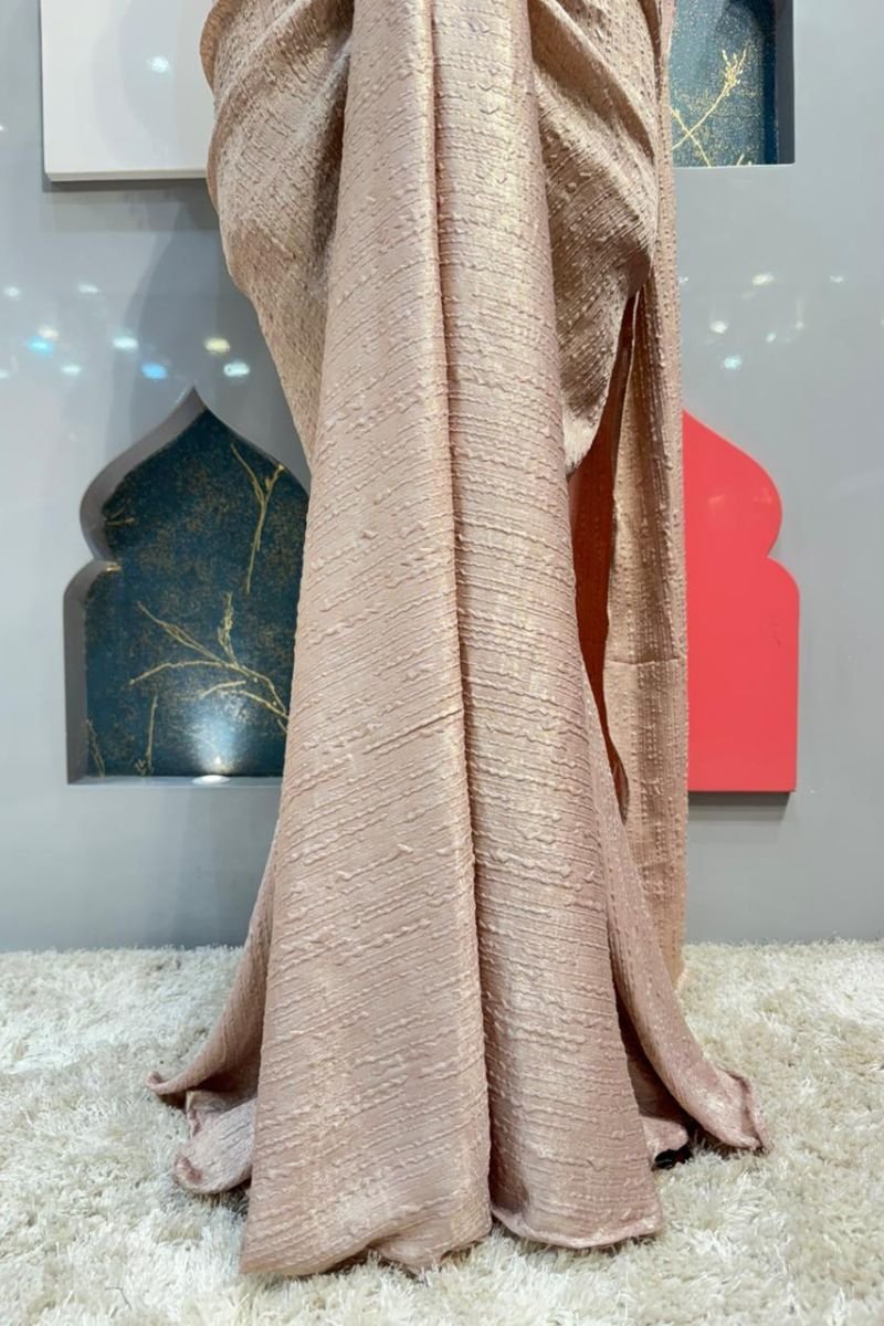 "BLUSH CHAMPAGNE DRAPE SAREE image 3