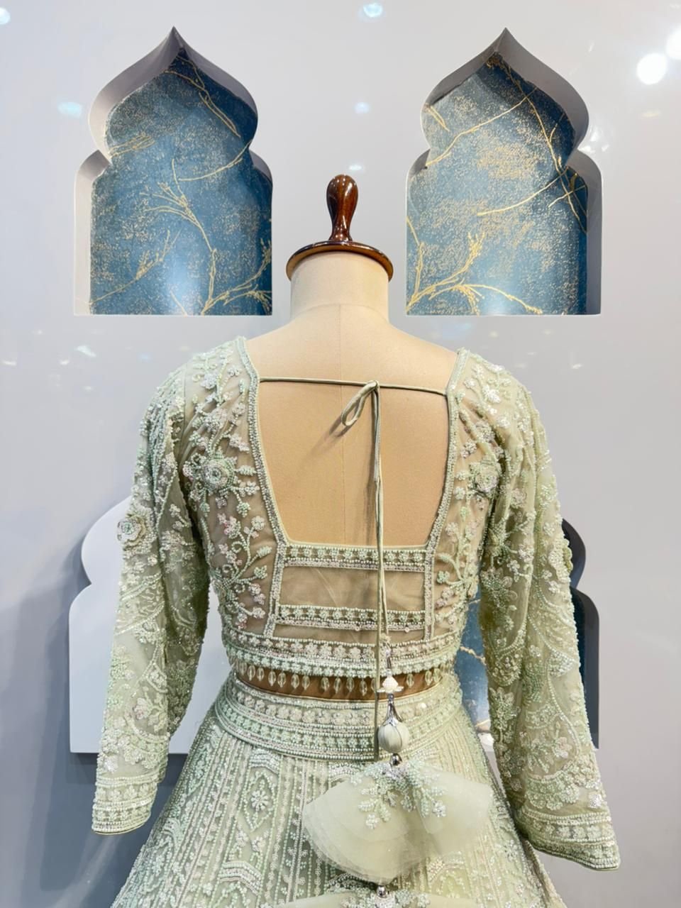"MINT ELEGANCE EMBROIDERED LEHENGA" image 5